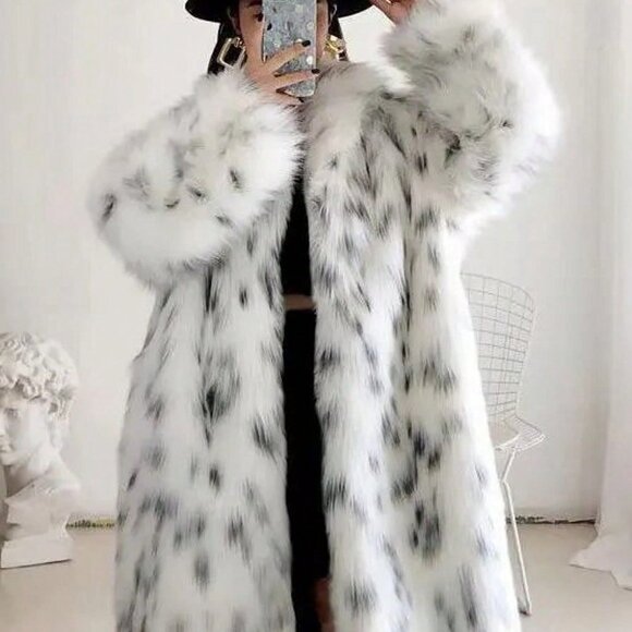 Multicolor Casual Women's Faux Fur Long Coat - Picture 2 of 6